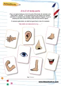 A to Z of body parts worksheet
