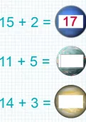 Adding a two-digit number and one-digit number under 20 tutorial