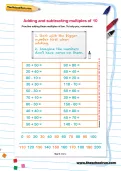 Adding and subtracting multiples of 10 worksheet