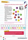Adding and subtracting numbers under 10 worksheet