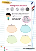 Adding coins to make £1 worksheet