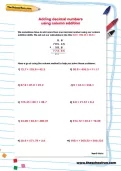 Adding decimal numbers using column addition worksheet