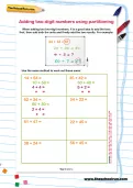 Adding two-digit numbers using partitioning worksheet