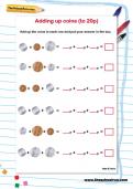 Adding up coins (to 20p) worksheet