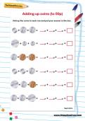 Adding up coins (to 50p) worksheet