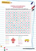 Addition and subtraction to 20 wordsearch