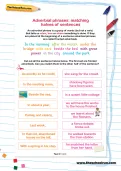 Adverbial phrases: matching halves of sentences worksheet
