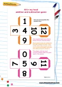 All in my head addition and subtraction game 