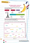 Arranging simple, compound and complex sentences worksheet