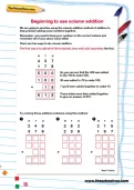 Beginning to use column addition worksheet