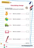 Calculating change worksheet