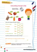 Calculating change to 20p worksheet