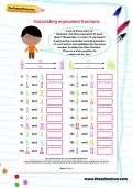 Calculating equivalent fractions worksheet