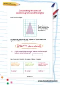 Calculating the area of parallelograms and triangles worksheet
