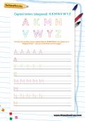Handwriting worksheet: capital letters (diagonal lines) A K M N V W Y Z