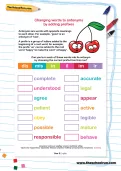 Changing words to antonyms by adding prefixes worksheet