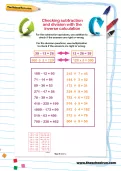 Checking subtraction and division with the inverse calculation