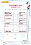 Choosing the right conjunctions worksheet