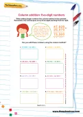 Column addition: five-digit numbers worksheet