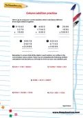 Column addition with three-, four- and five-digit numbers