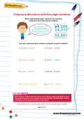 Column subtraction with five-digit numbers worksheet