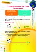 Comparative sizes of the Earth, sun and moon activity