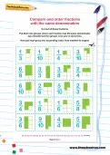 Compare and order fractions with the same denominators worksheet