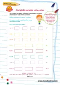 Complete number sequences worksheet