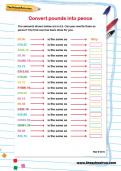 Convert pounds into pence worksheet