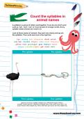Count the syllables in animal names worksheet