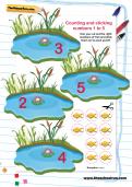 Counting and sticking numbers 1 to 5 worksheet
