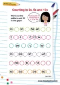 Counting in 2s, 5s and 10s worksheet