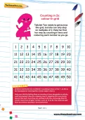 Counting in 2s: colour-in grid