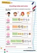Counting notes and coins worksheet