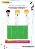 Counting up in 2s, 5s and 10s football worksheet