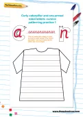 Curly caterpillar and one-armed robot letters cursive patterning practice worksheets