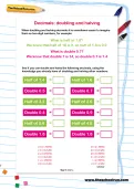 Decimals: doubling and halving worksheet
