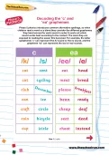 Decoding the ‘c’ and ‘ea’ graphemes worksheet