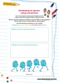Developing an opinion using connectives worksheet