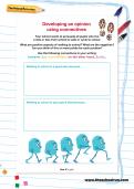 Developing an opinion using connectives worksheet