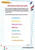 Directions hide-and-seek worksheet