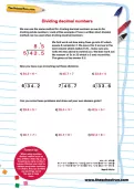 Dividing decimals using grids worksheet