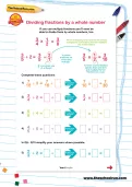 Dividing fractions by a whole number worksheet