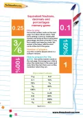 Equivalent fractions, decimals and percentages memory game