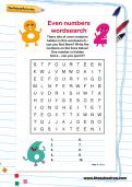 Even numbers wordsearch