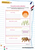 Favourite words collection worksheet