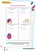 Favourite words for stories worksheet