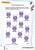 Find multiples of 9 worksheet