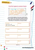 Find the highest common factor worksheet