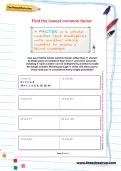 Find the lowest common factor worksheet